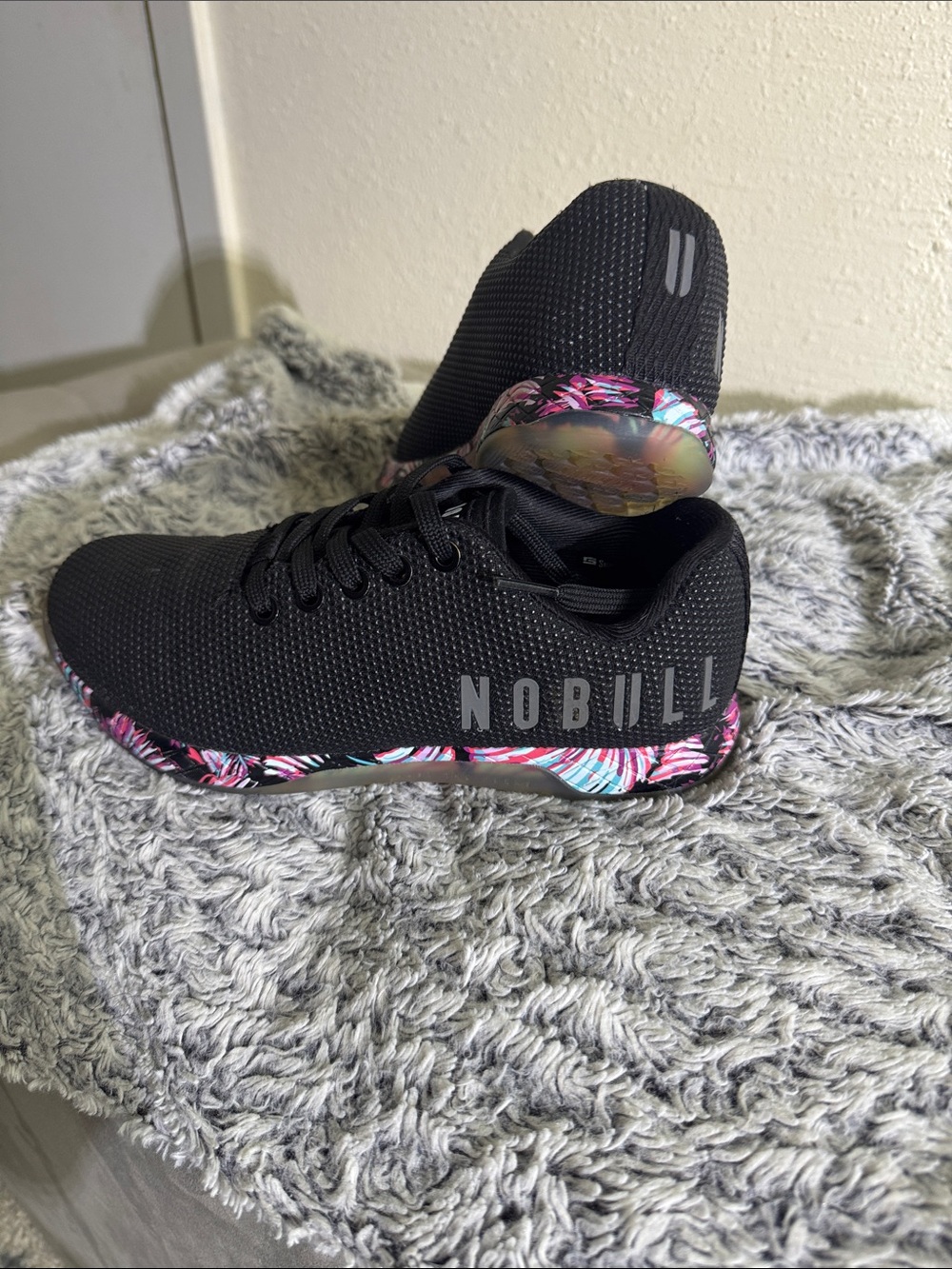NOBULL Women's Black Training Shoes with Multicolor Floral Trim